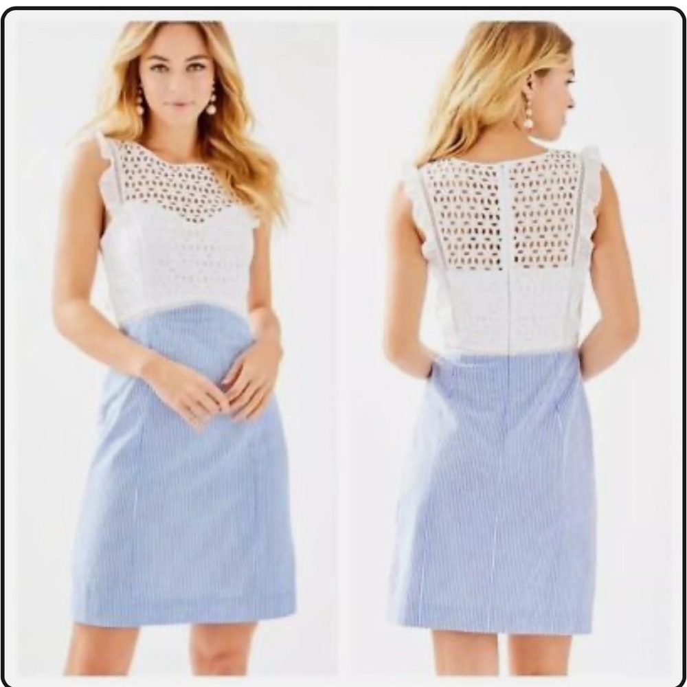 Lilly Pulitzer blue white striped cut out dress size 2